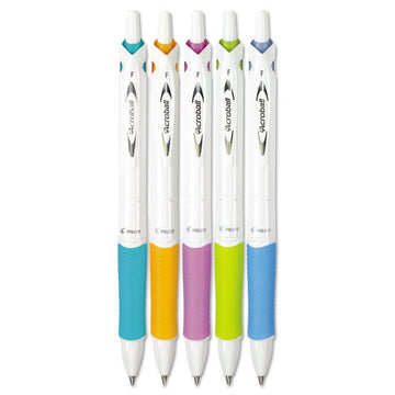 Pilot® Acroball Purewhite Advanced Ink Ballpoint Pen, Retractable, Fine 0.7 Mm, Black Ink, Assorted Barrel Colors, 5-pack freeshipping - TVN Wholesale